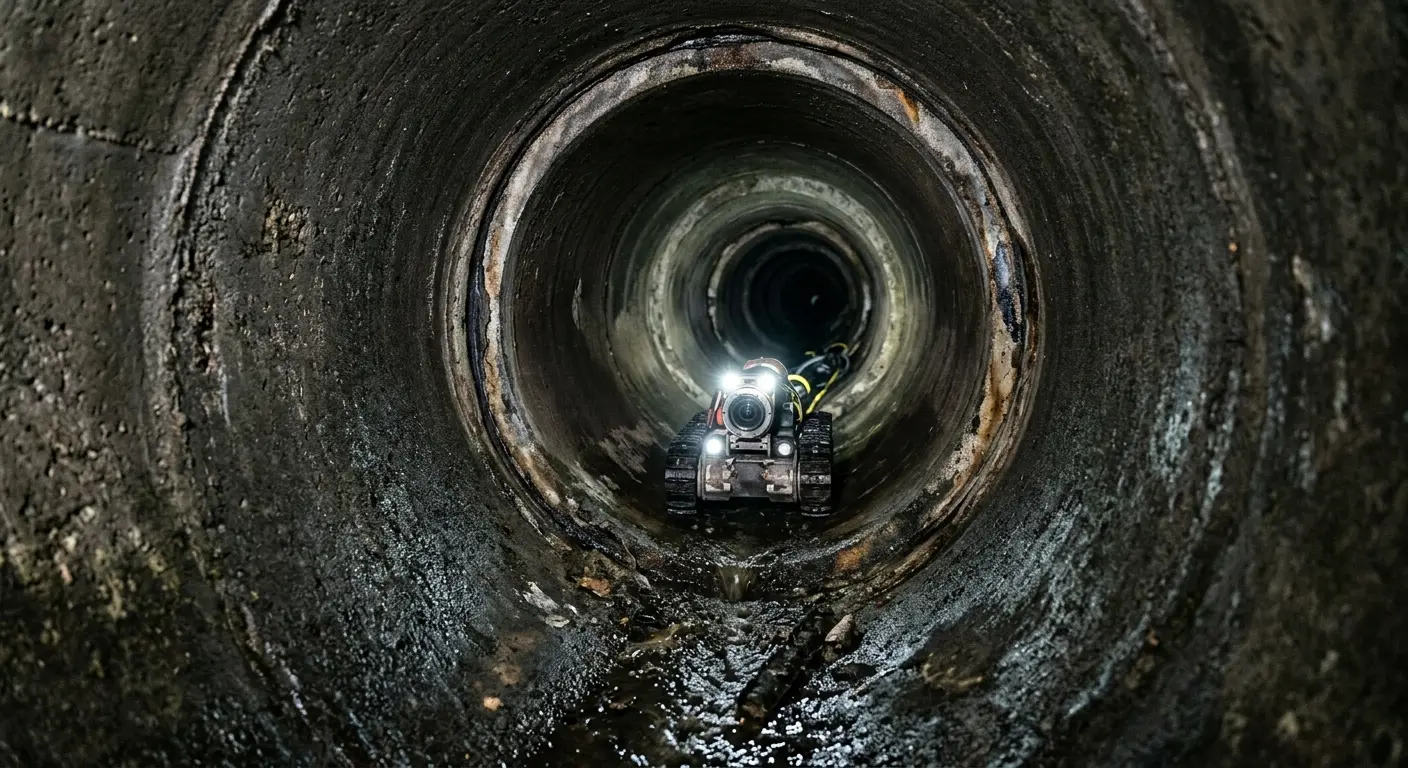 Robotic sewer camera inspecting pipe interior for Sewer Line Repair in Hudson